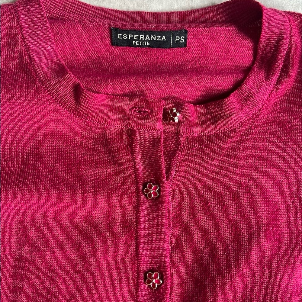 Esperanza Petite Pink Cardigan Top